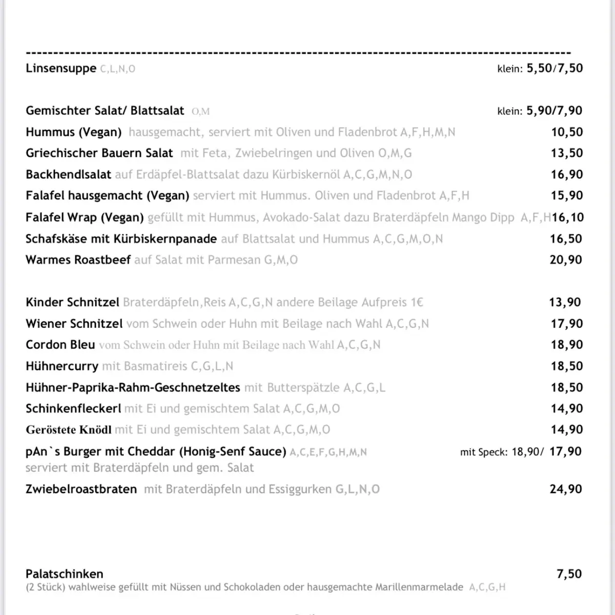 Speisekarte photo 2