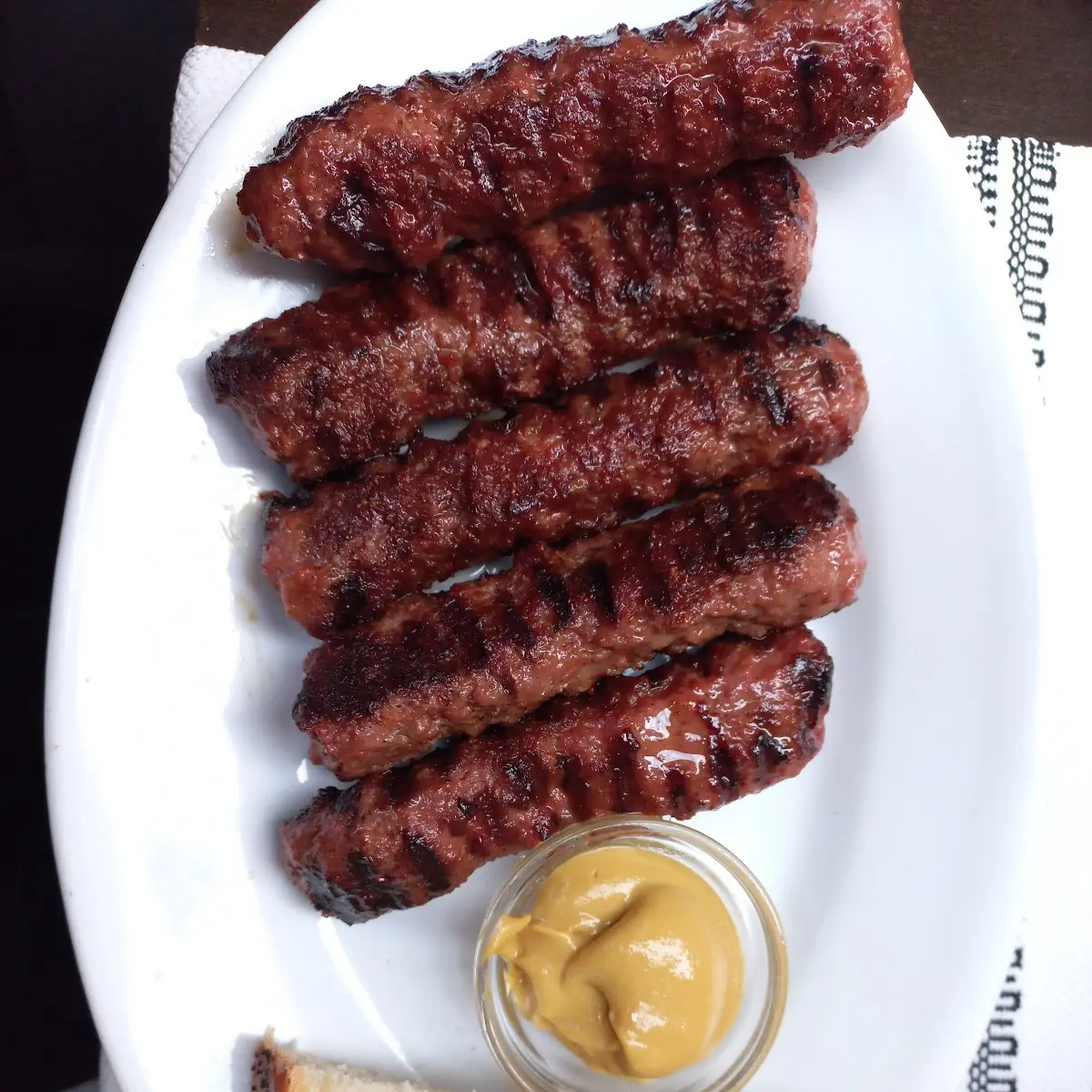 Mici with Homemade Bread and Mustard