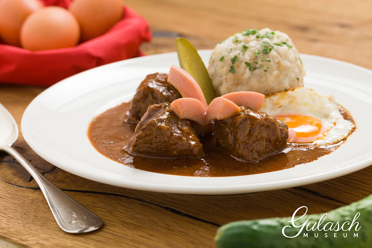 Veal Goulash with Spinach Dumplings