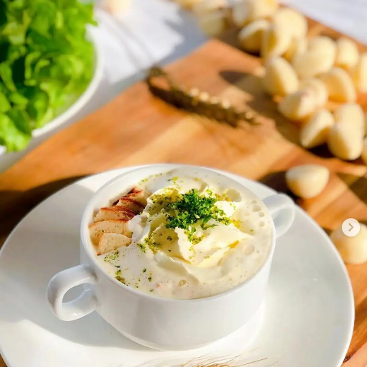 Knoblauchcremesuppe Mit Croutons