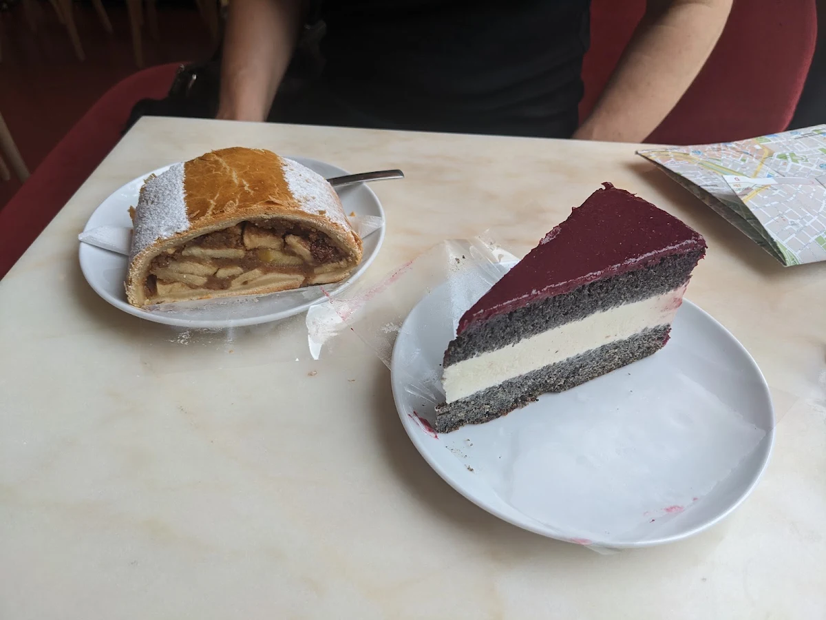 Apfel Strudel and Cake with Yogurt Poppy Seeds and Raspberries