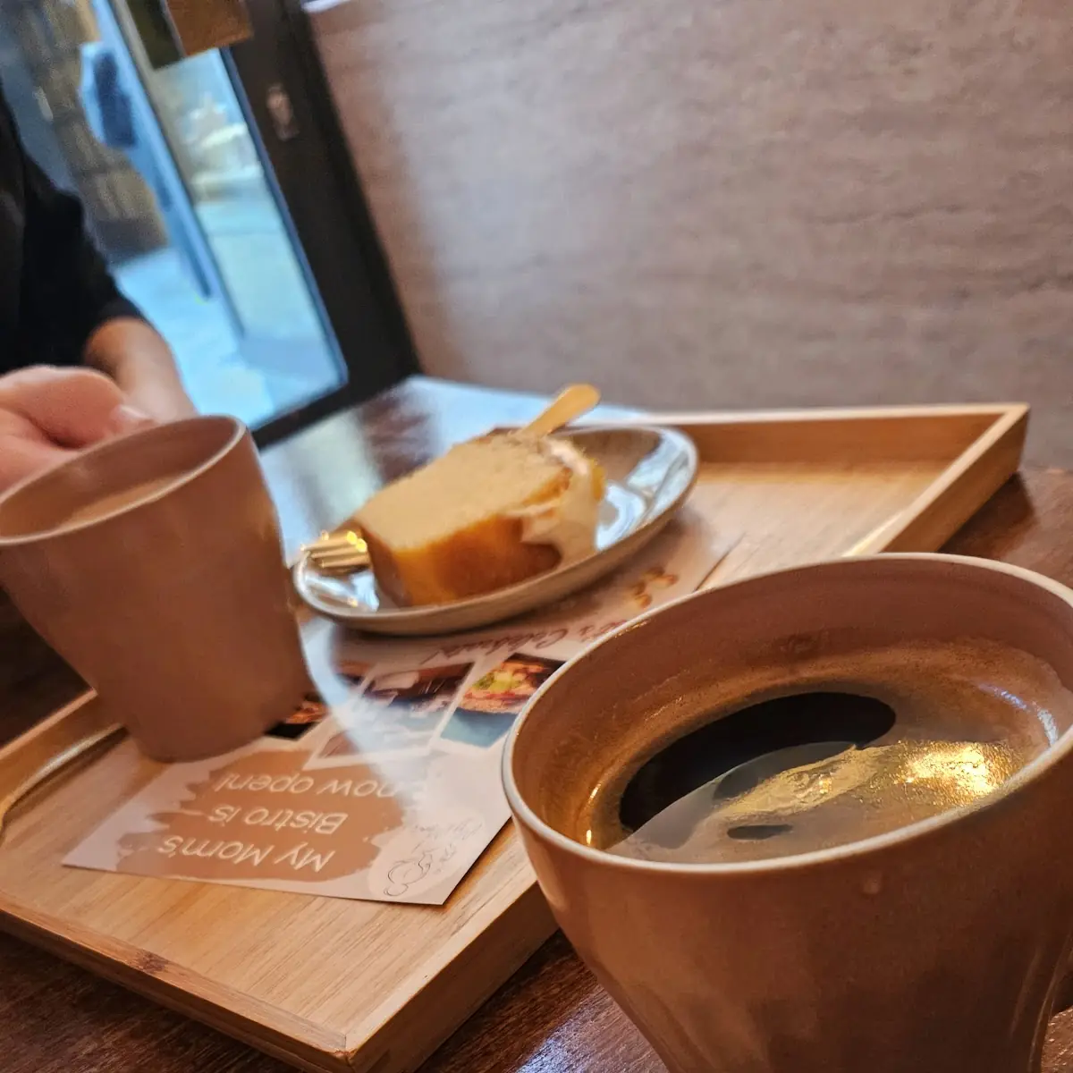 Cheese Cake and Flat White Coffee