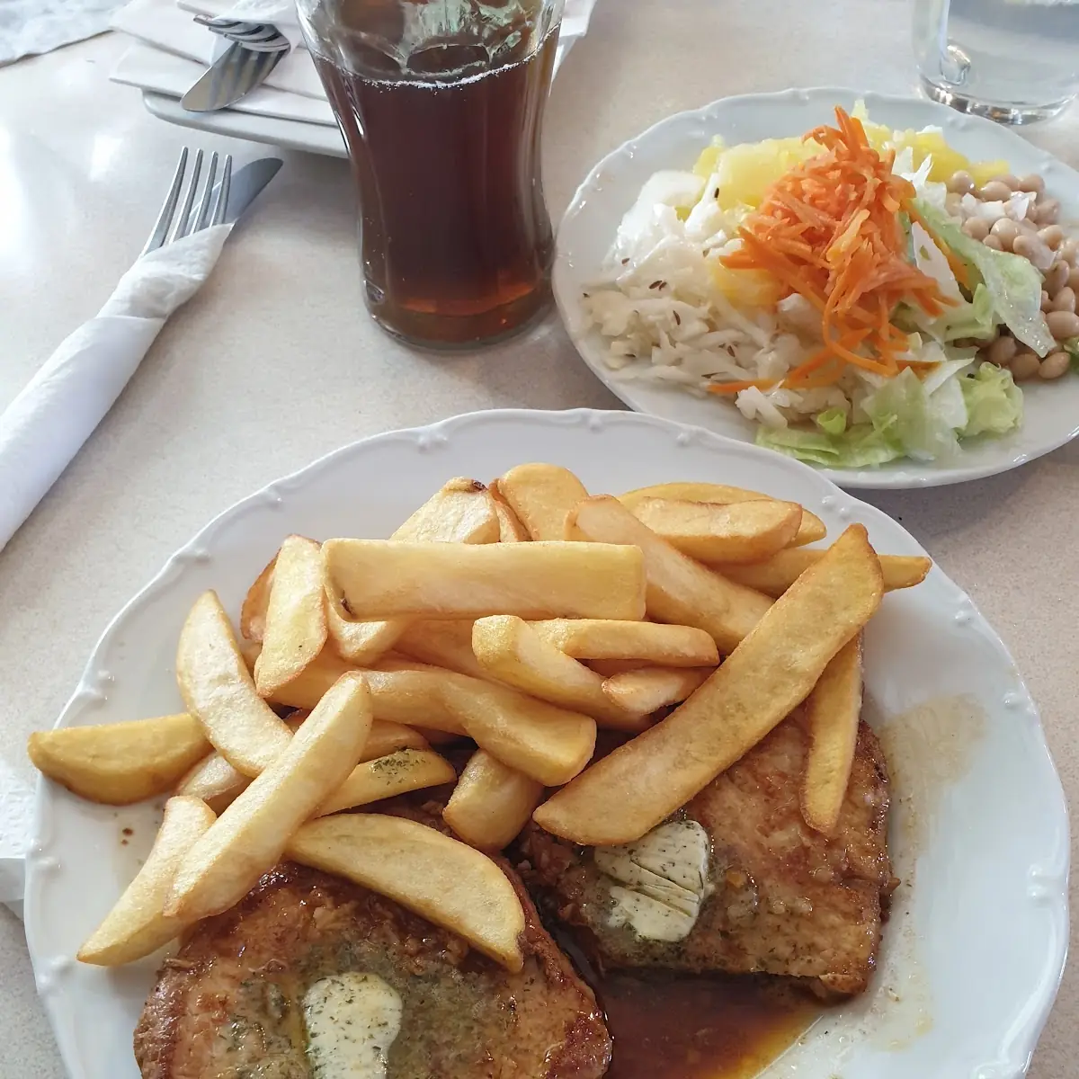 Knoblauchbraten Mit Pommes