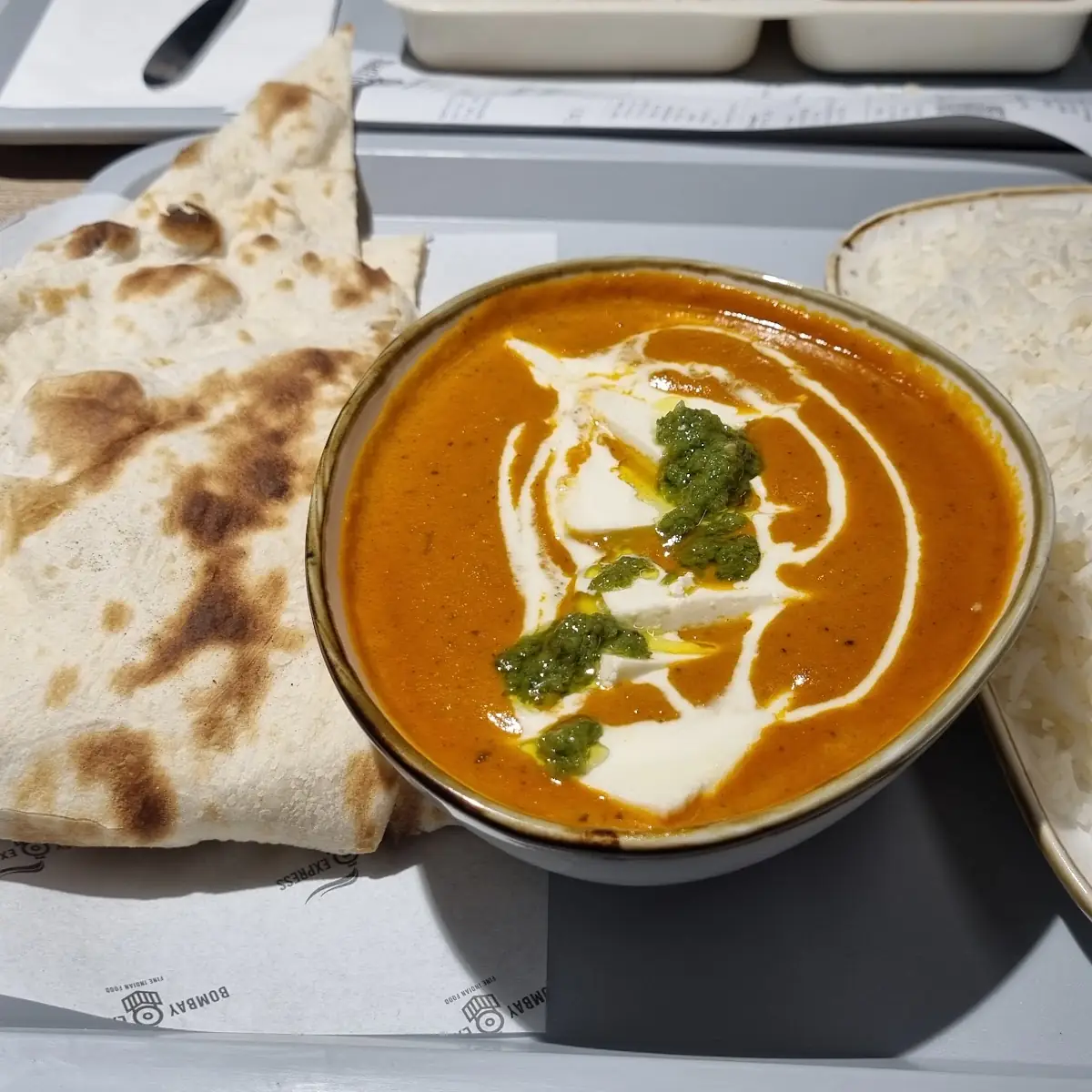 Garlic Naan and Paneer Butter Masala