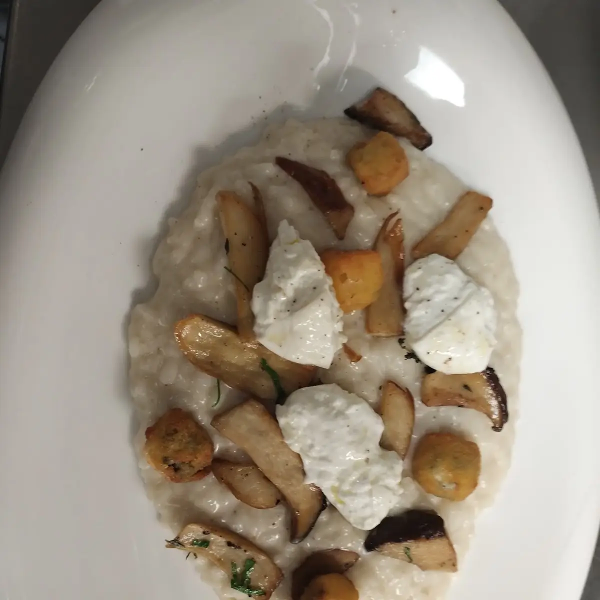 Risotto Taleggio DOP Burrata Cardoncelli Gorgonzola Fritto