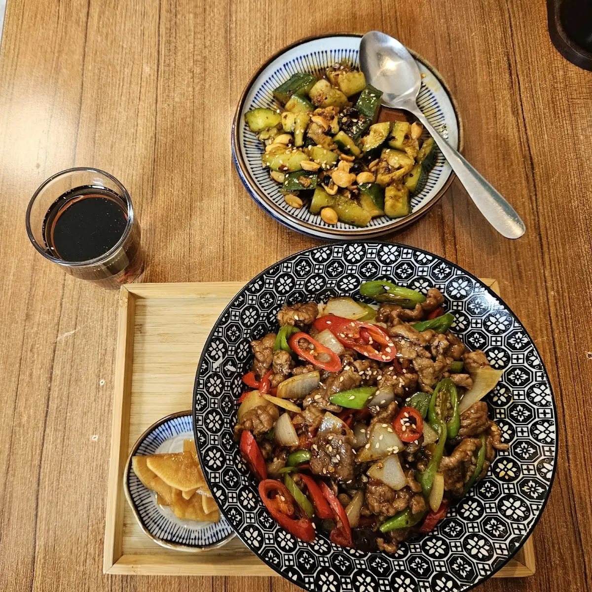 Cucumber Salad with Peanut and Beef Fried Rice