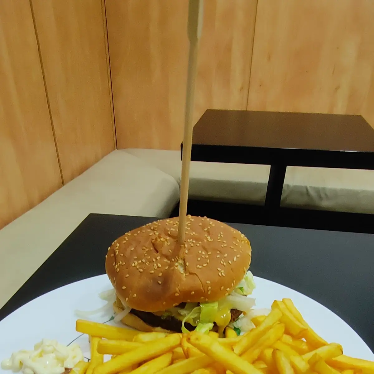 Burger and Fries with Cheese