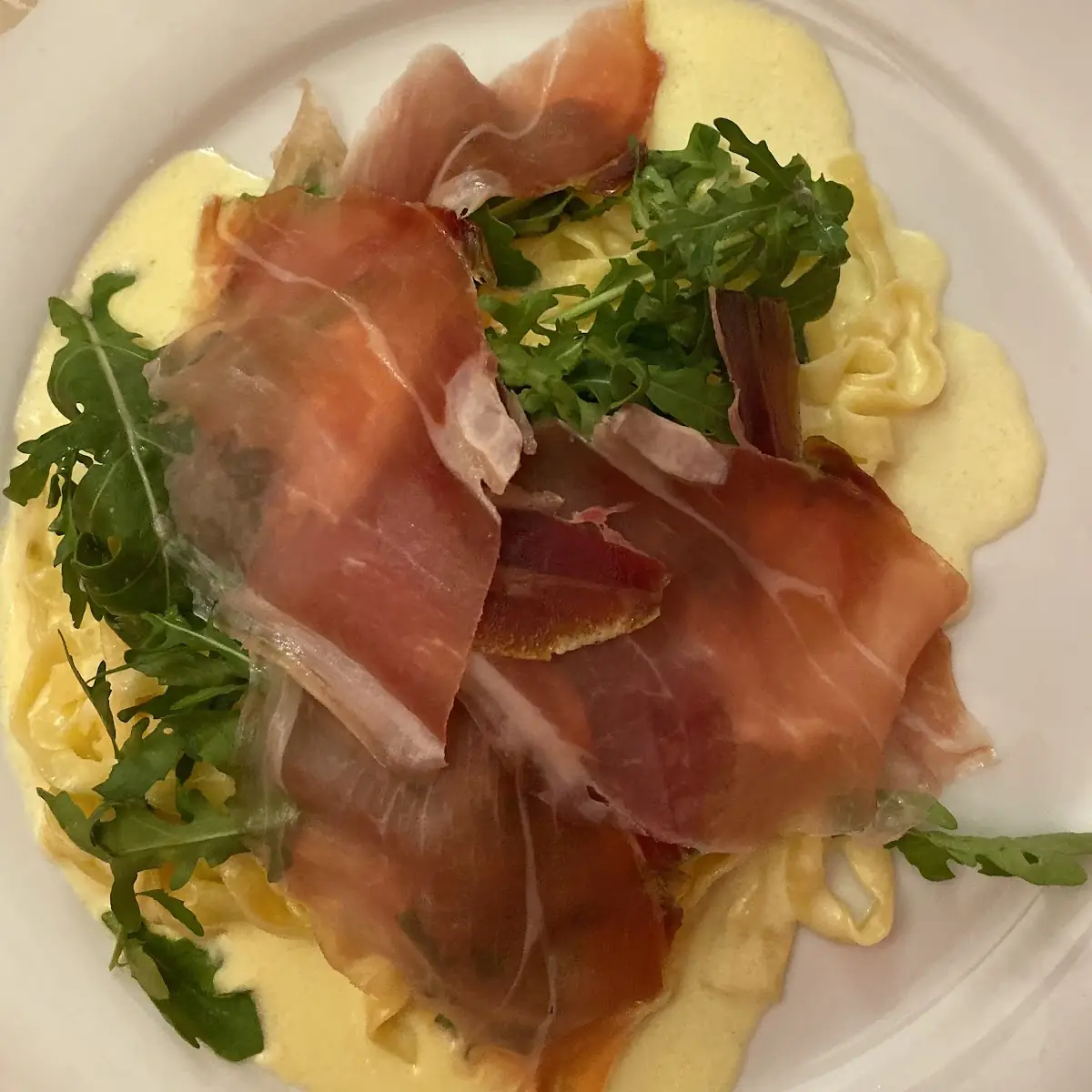 Tagliatelle Prosciutto Rucola E Olio Di Tartufo