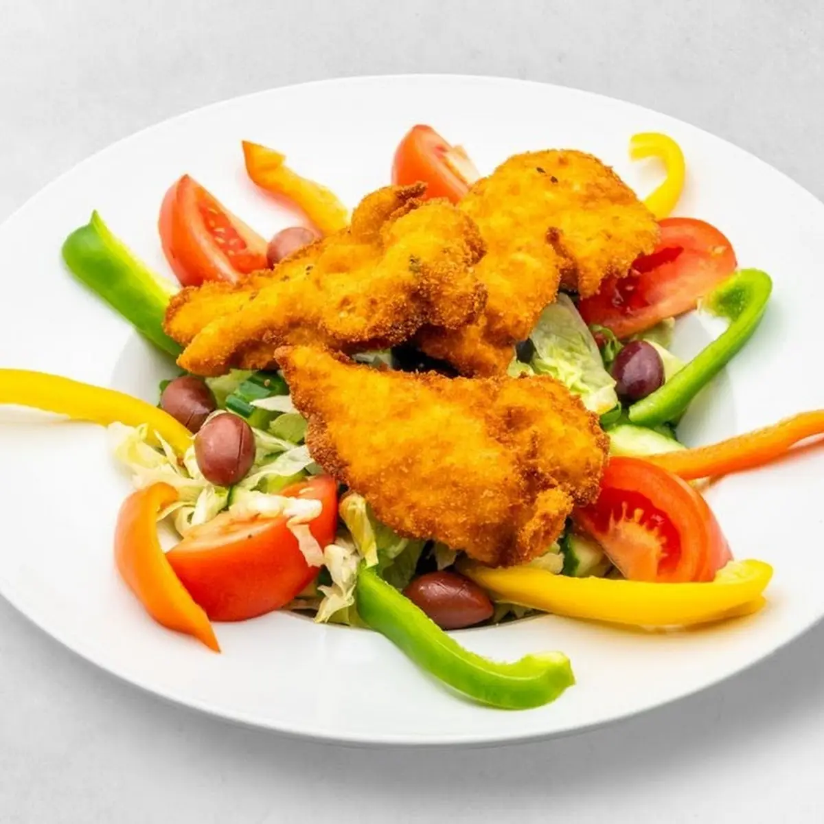 Gebackene Hühnerstreifen Salat