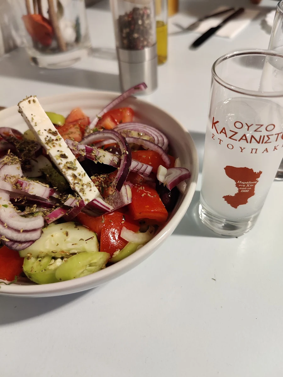 Ouzo and Greek Salad