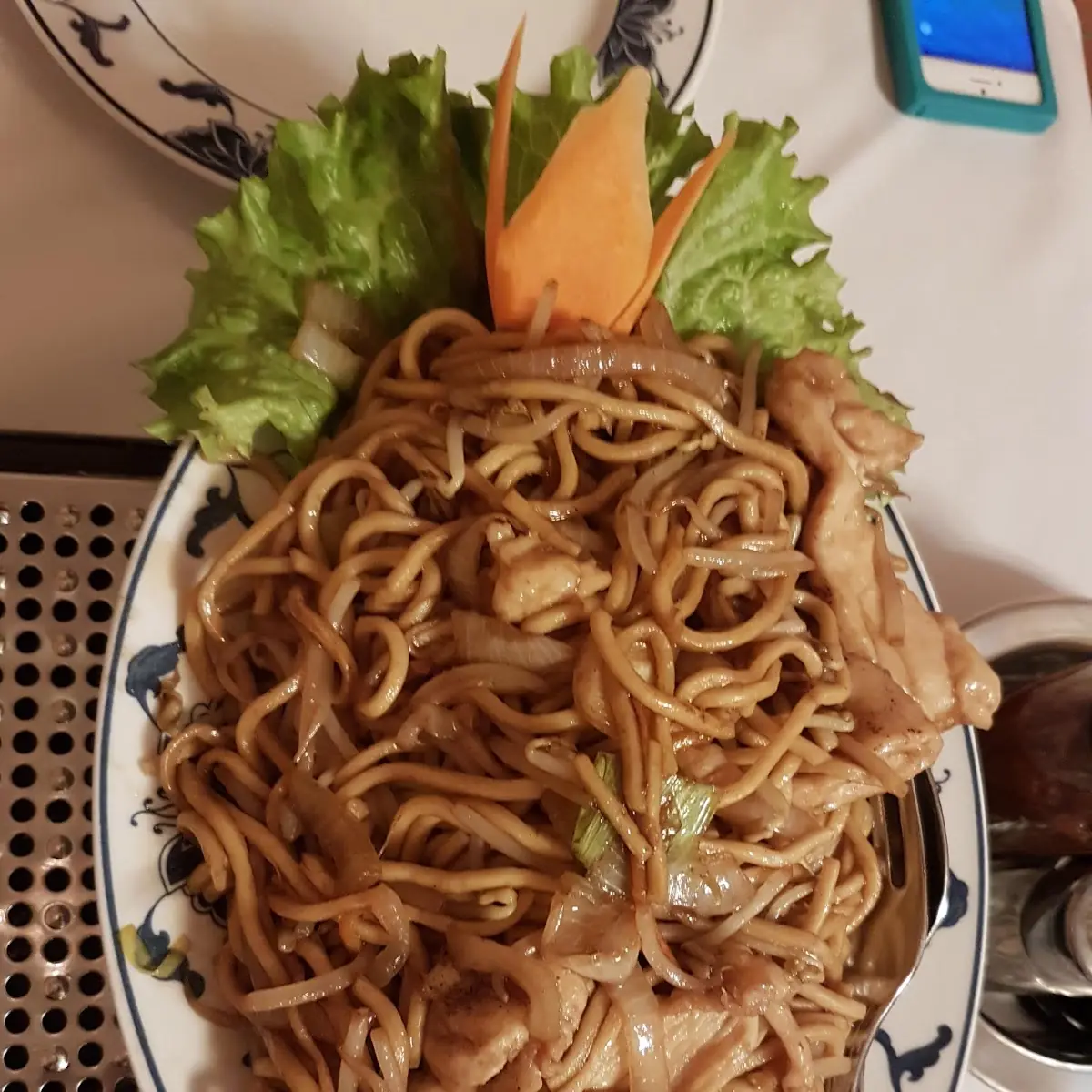 Gebratene Nudeln Mit Hühnerfleisch