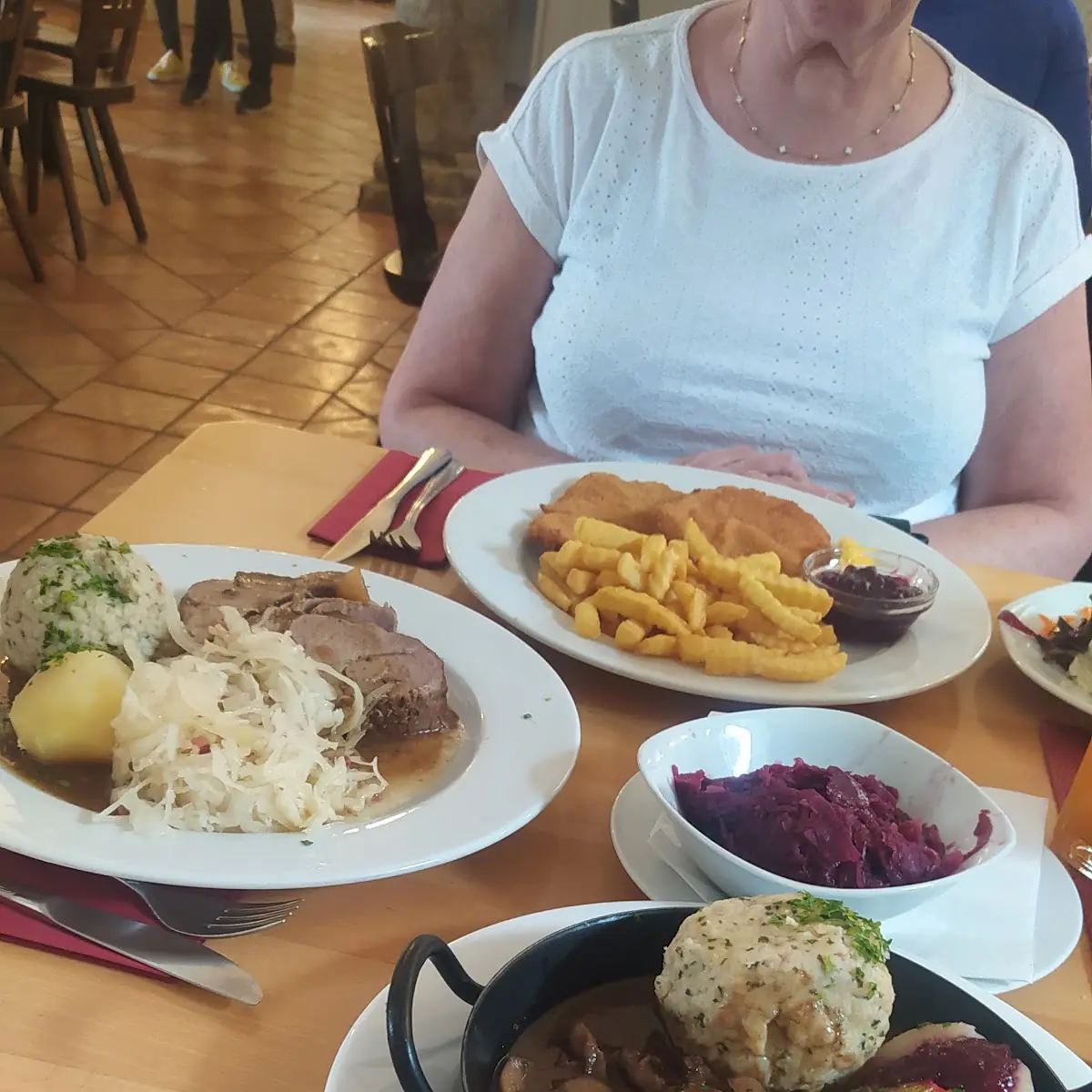 Schweinebraten Und Wildragout Mit Knödel