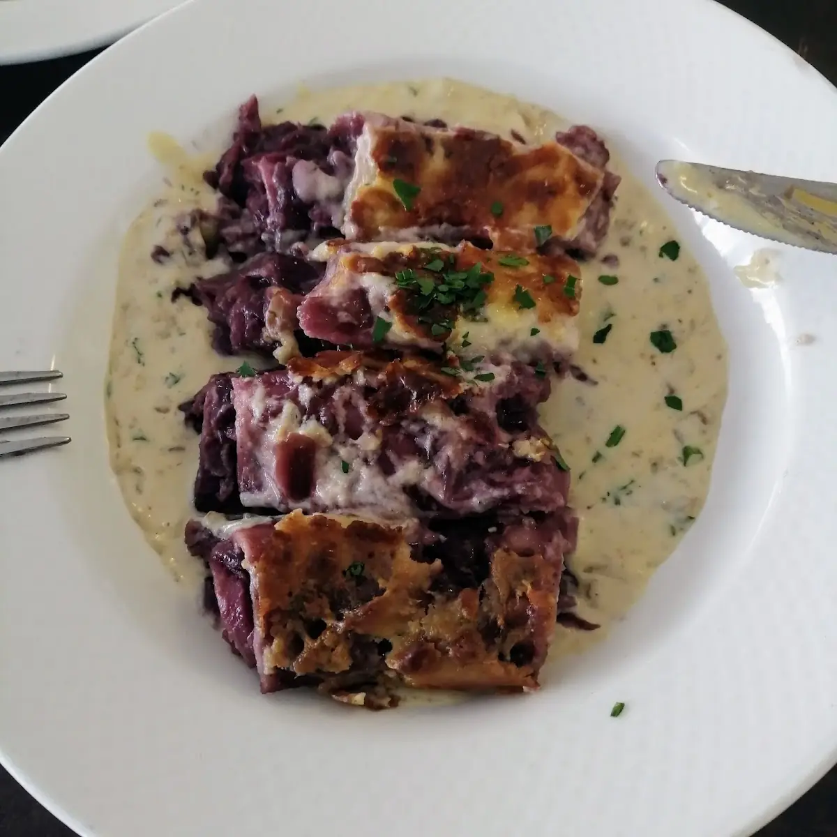 Rotkrautlasagne Mit Walnußsauce