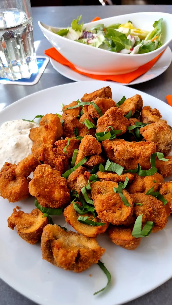 Fried Mushrooms with a Salad