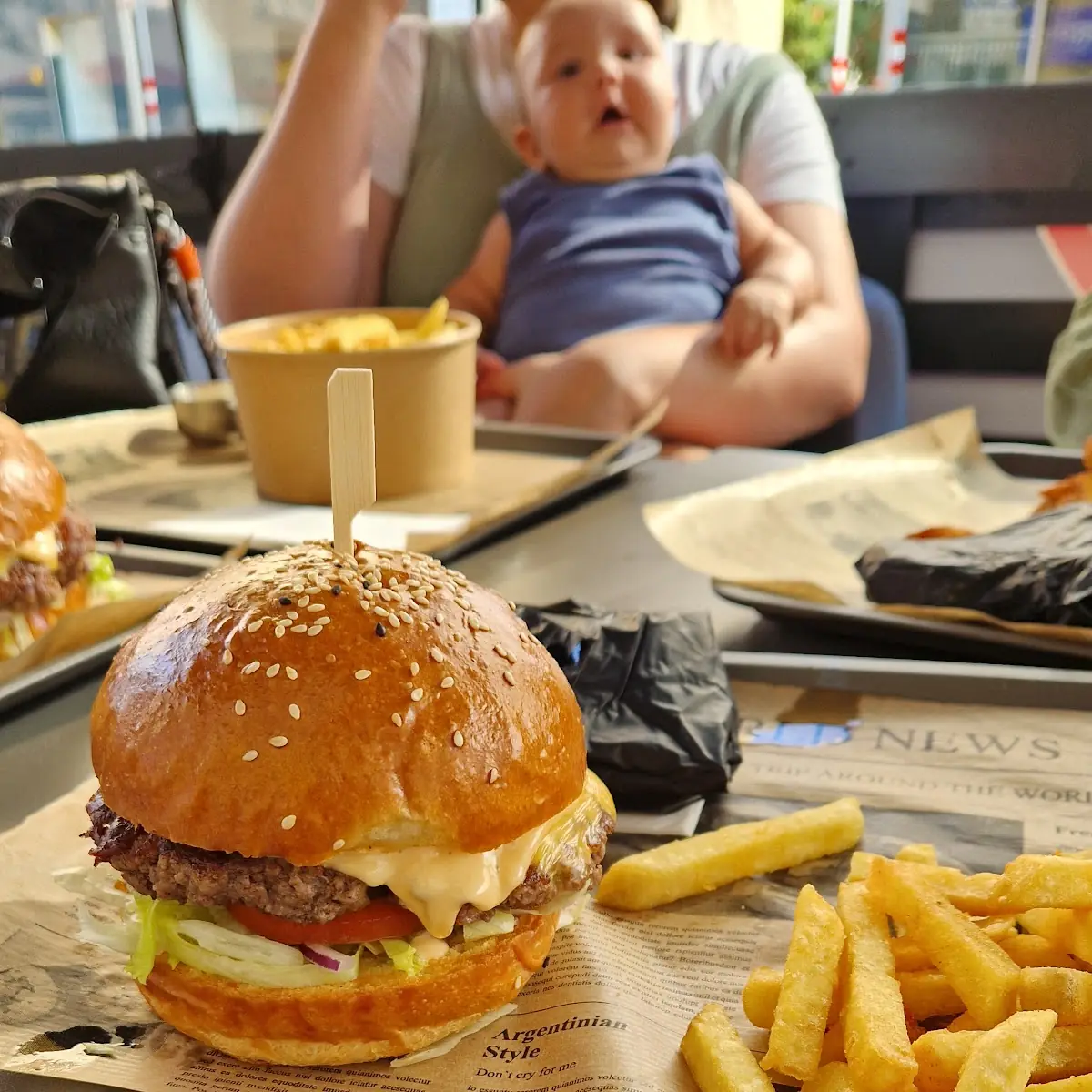 Cheesy Burger and Fries