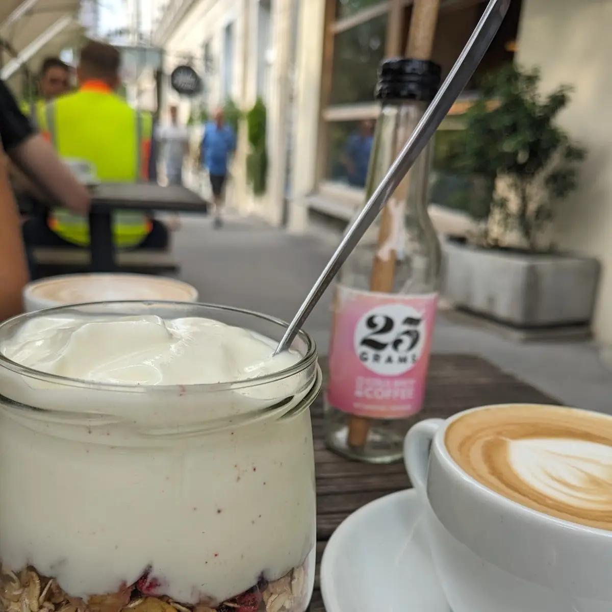 Cappuccino and Yogurt and Granola Bowl
