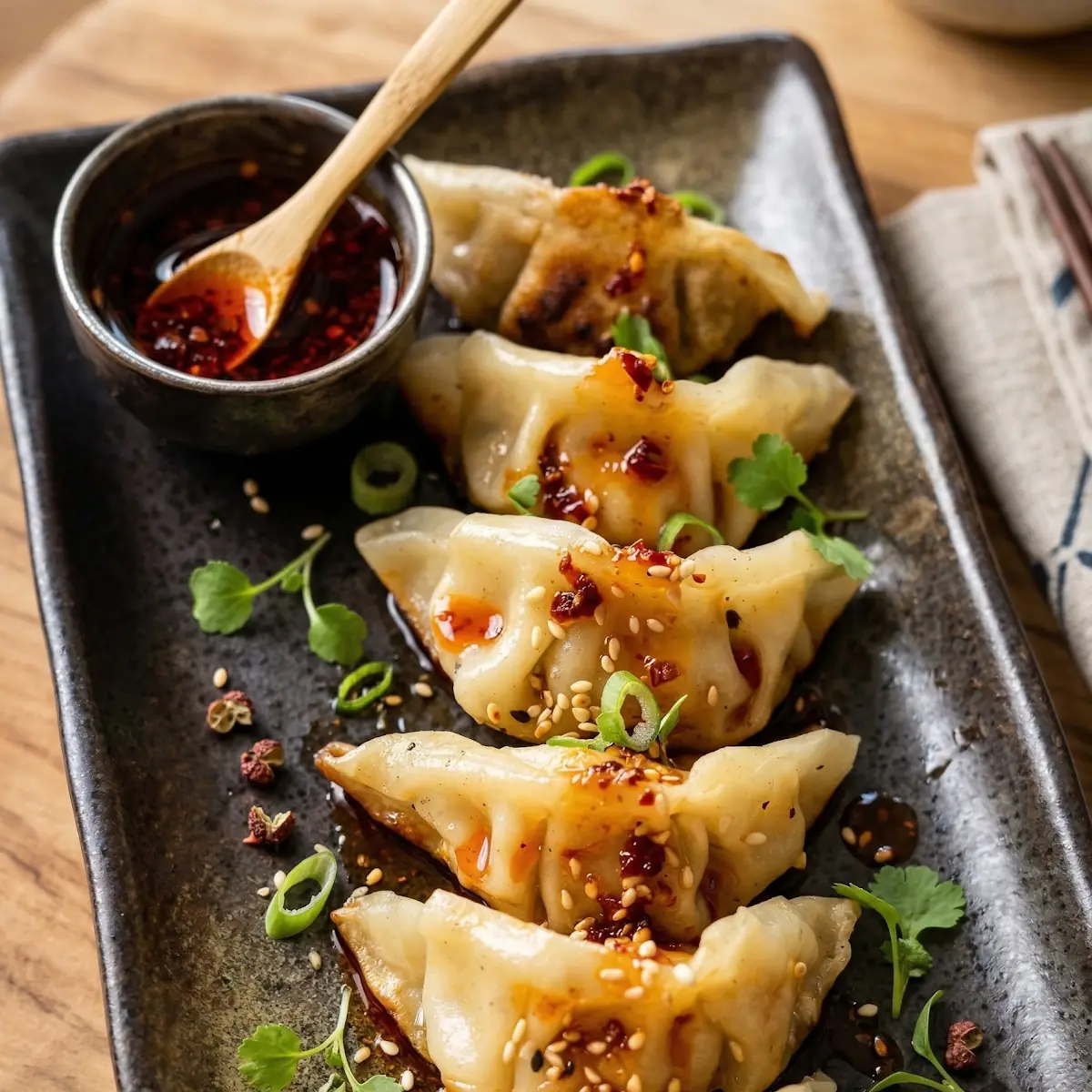 Pan-fried Dumplings Gebratene Teigtaschen