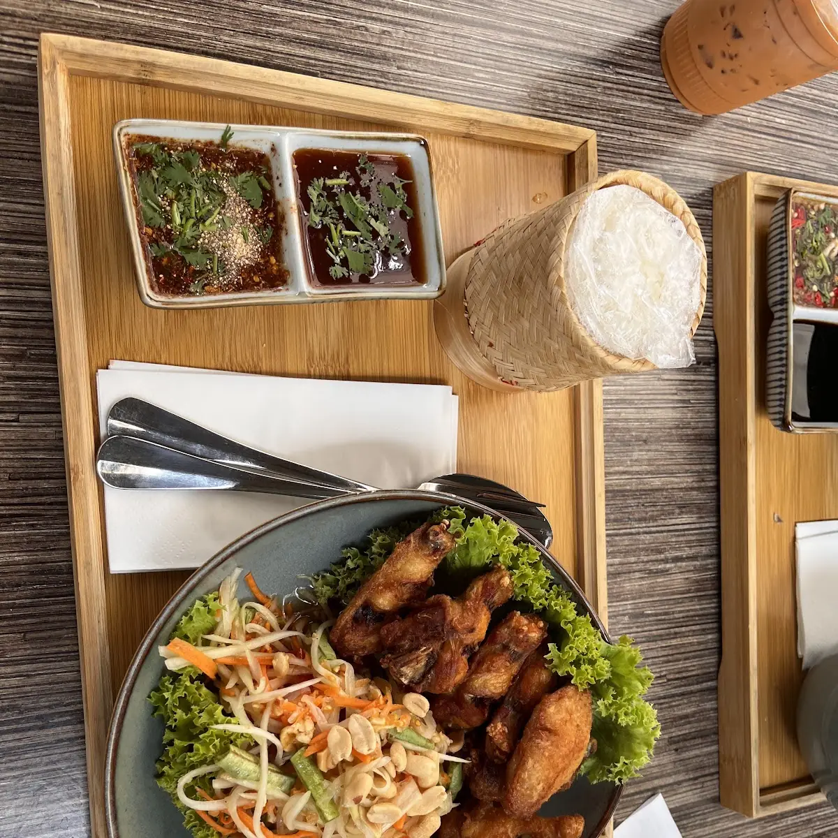 Fried Chicken and Papaya Salad