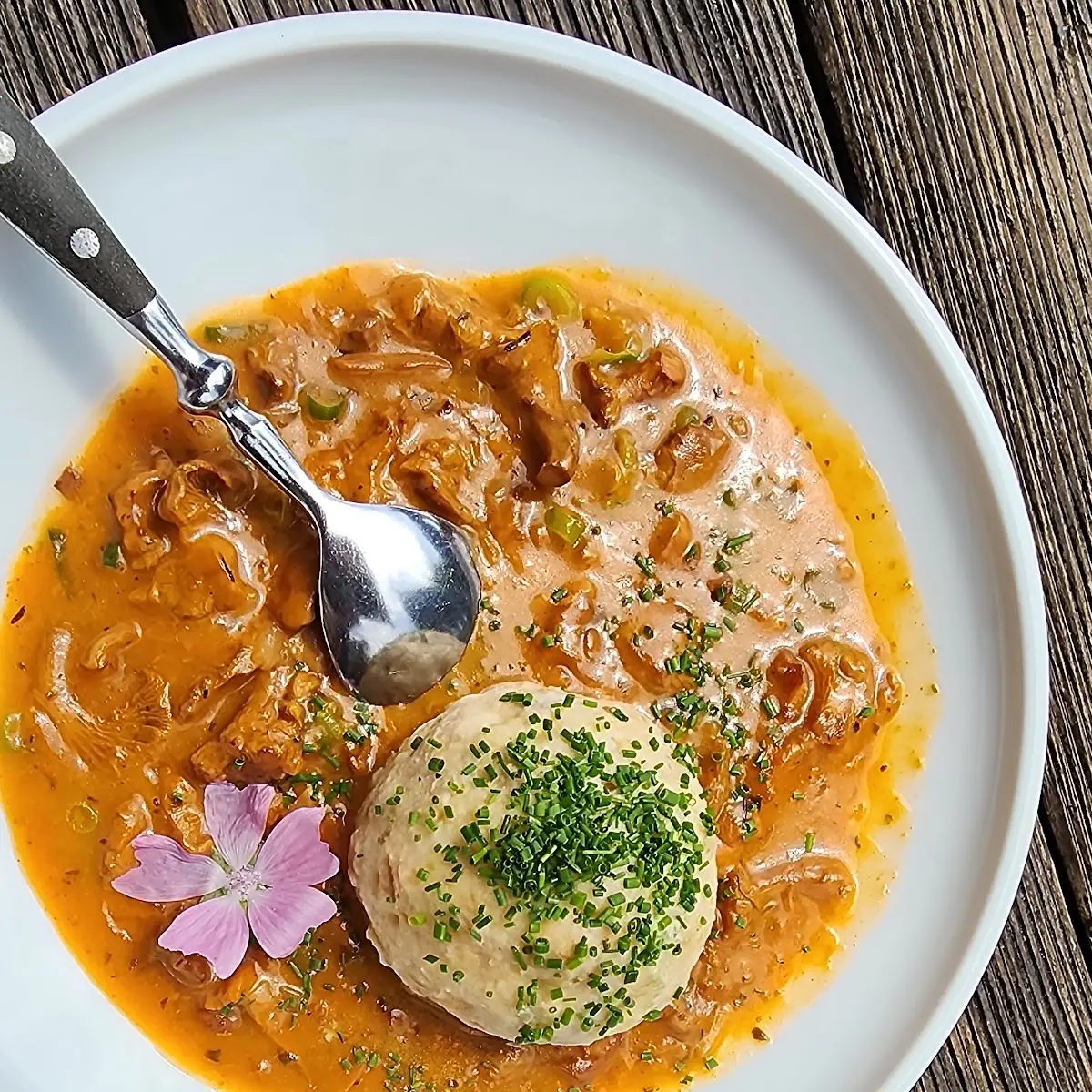 Eierschwammergulasch Mit Semmelknödel