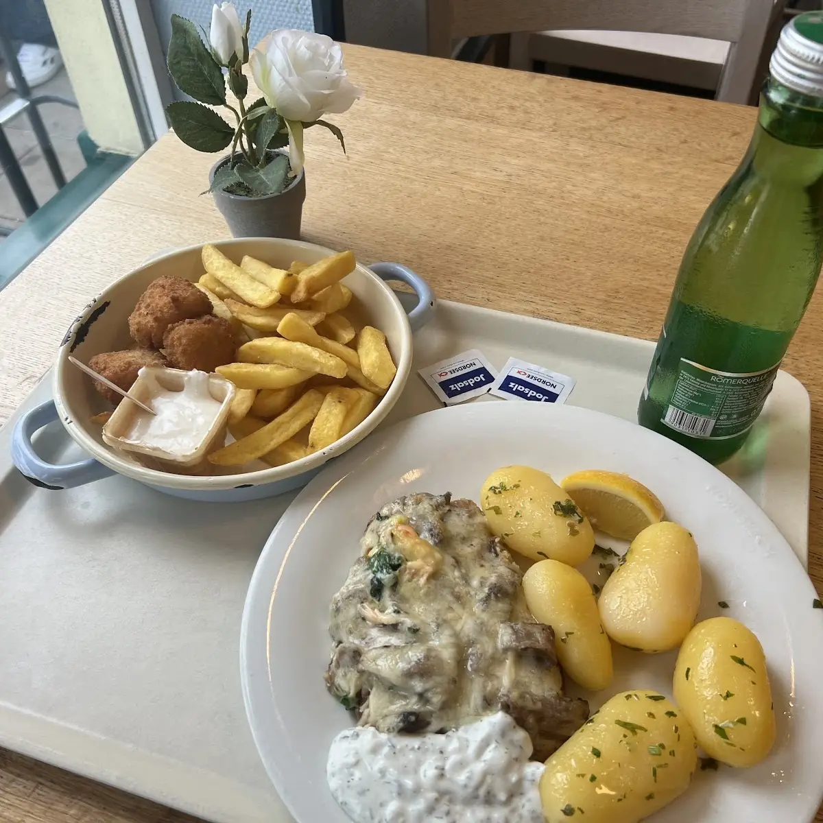 Fish And Chips Überbackenes Filet