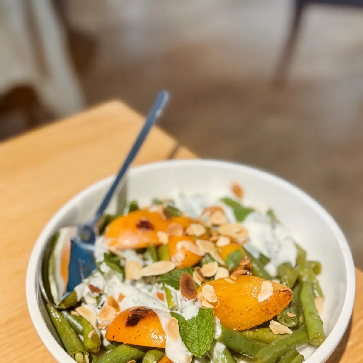 Bohnen Pfirsich Salat