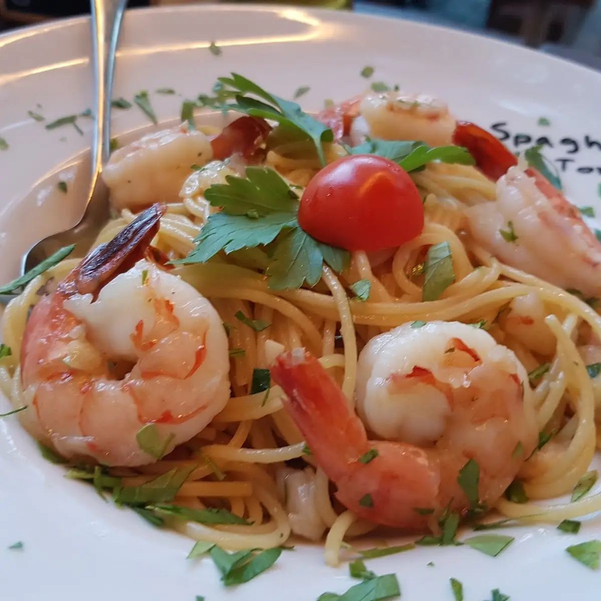Spagetti Aglio Olio With Gambas
