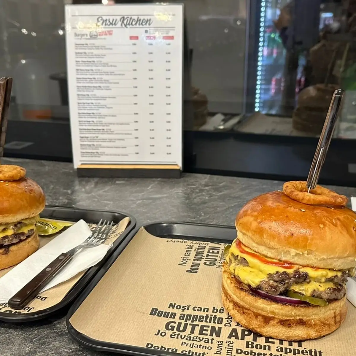 Fried Onion Bacon Cheese Burger