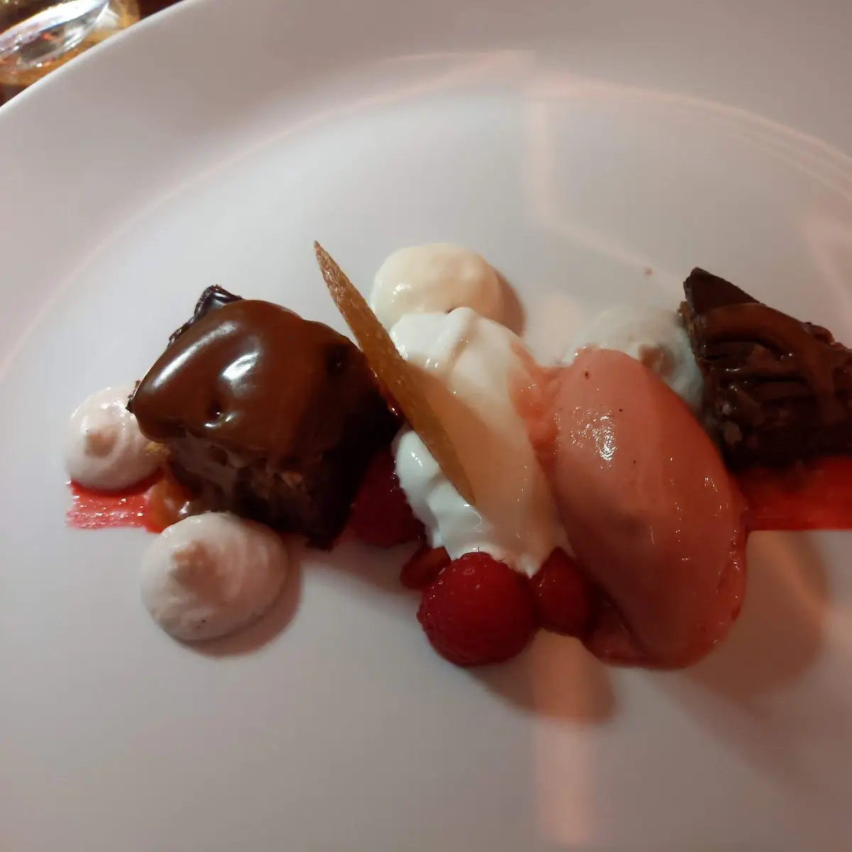 Chocolate Cake with Strawberry Ice Cream