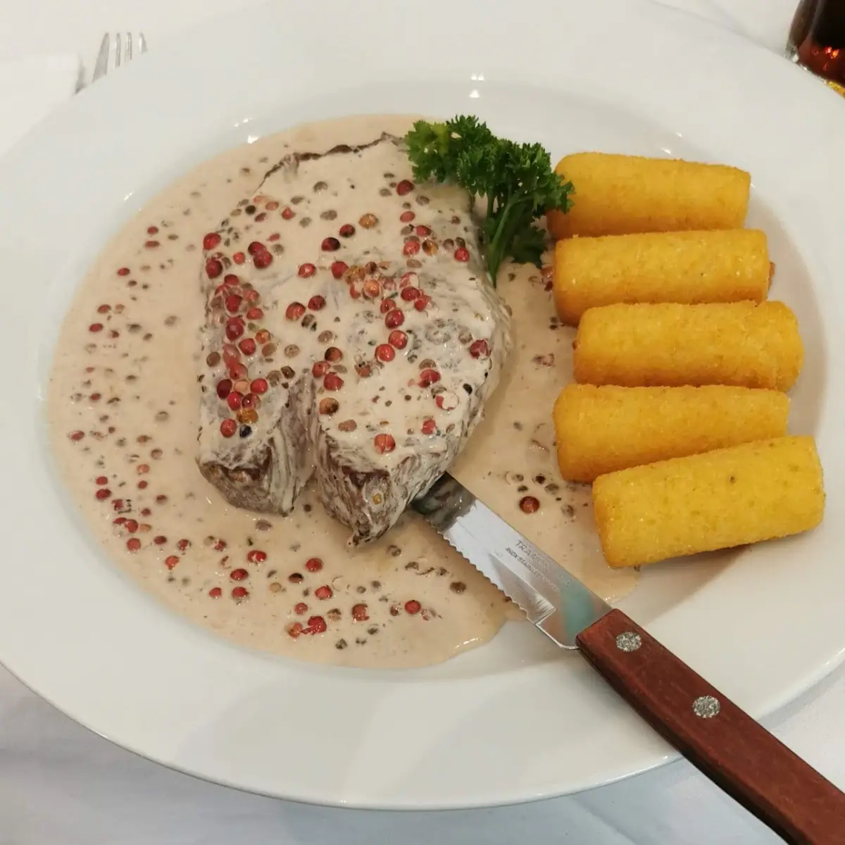 Pfeffersteak Mit Kroketten