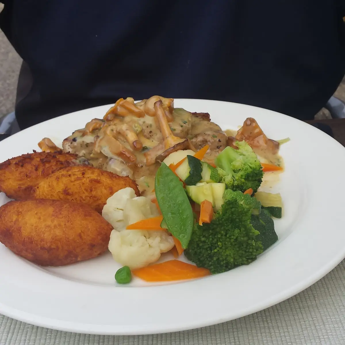 Maishendlbrust Gebraten Mit Eierschwammerl Und Jungzwiebel Risotto