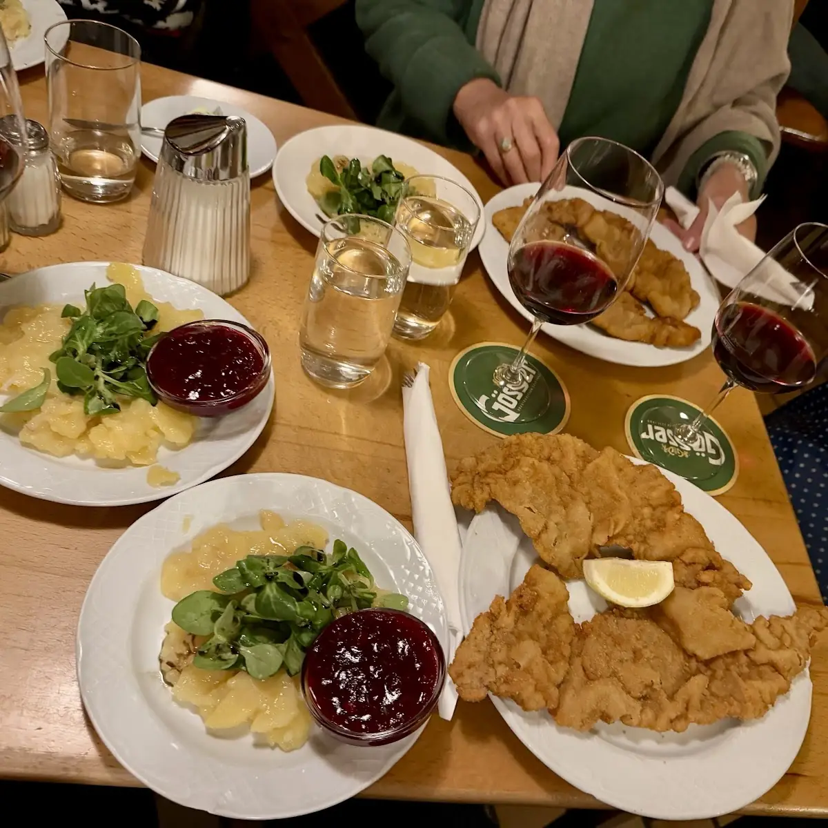 Veal Schnitzel Wiener Art Potato Salad And Cranberry Sauce