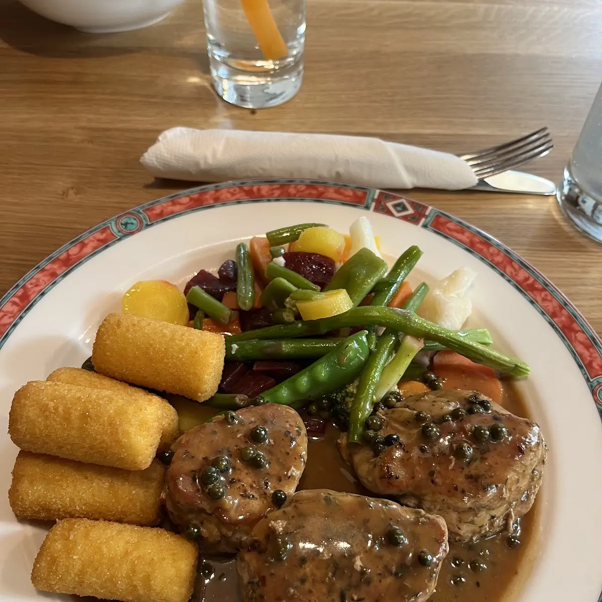 Schweinefilet In Pfeffersauce Mit Kroketten