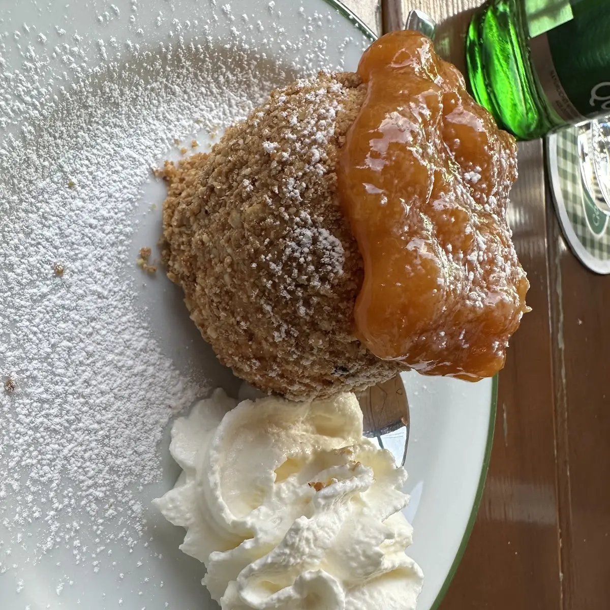 Apricot with Ice Cream and Whipped Cream