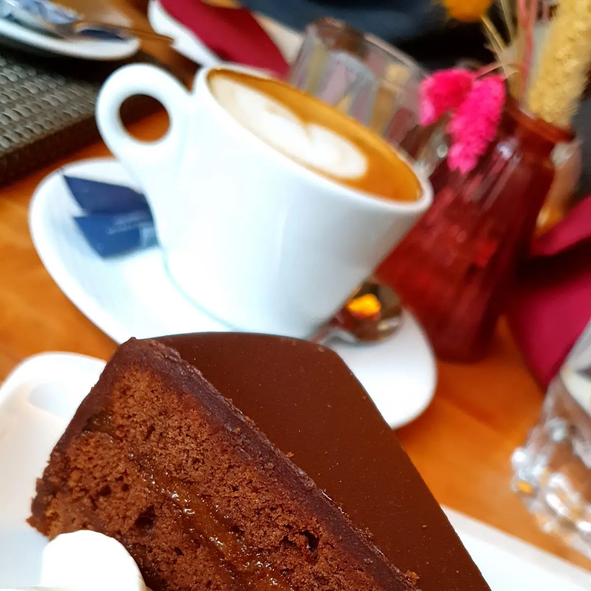 Sachertorte And Cappuccino