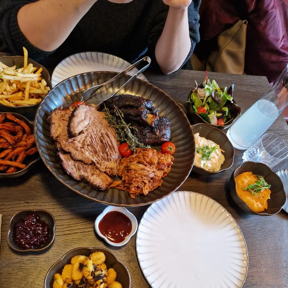 Brisket Ribs Pulled Pork Every Side Dish Excluding Broccoli and Green Beans