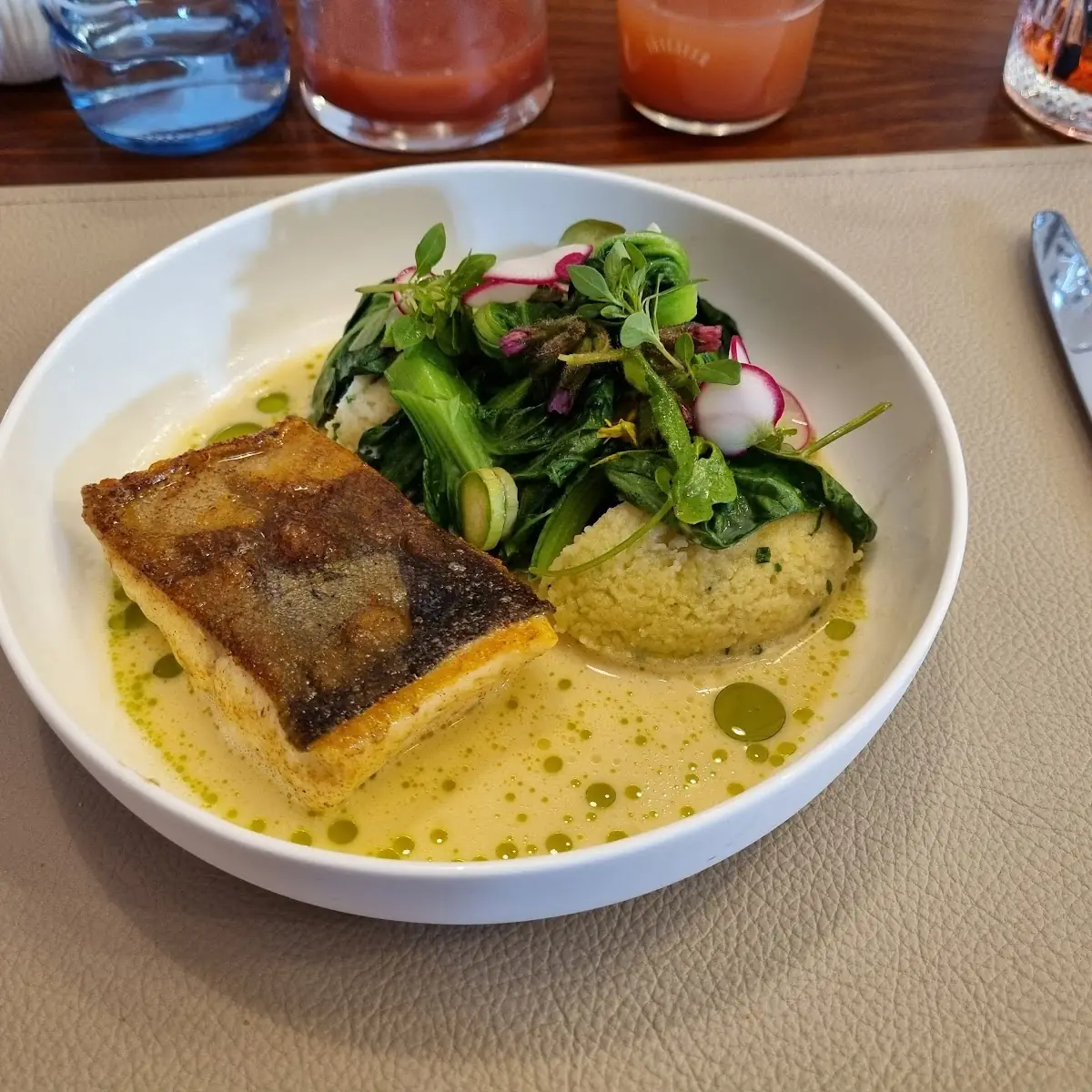 Saibling Cous Cous Pak Choi Yuzu Beurre Blanc