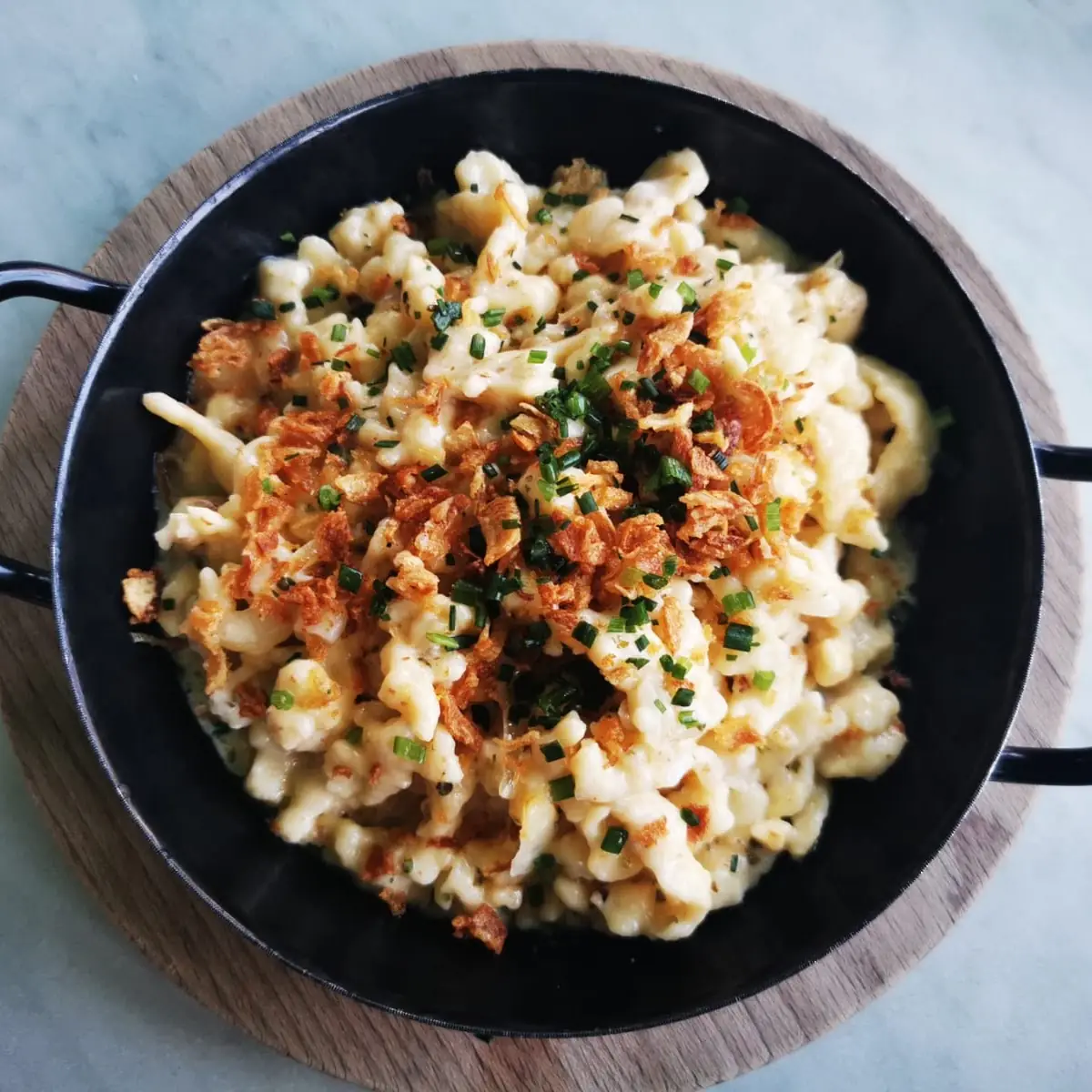 Käsespätzle Mit Röstzwiebeln A C G