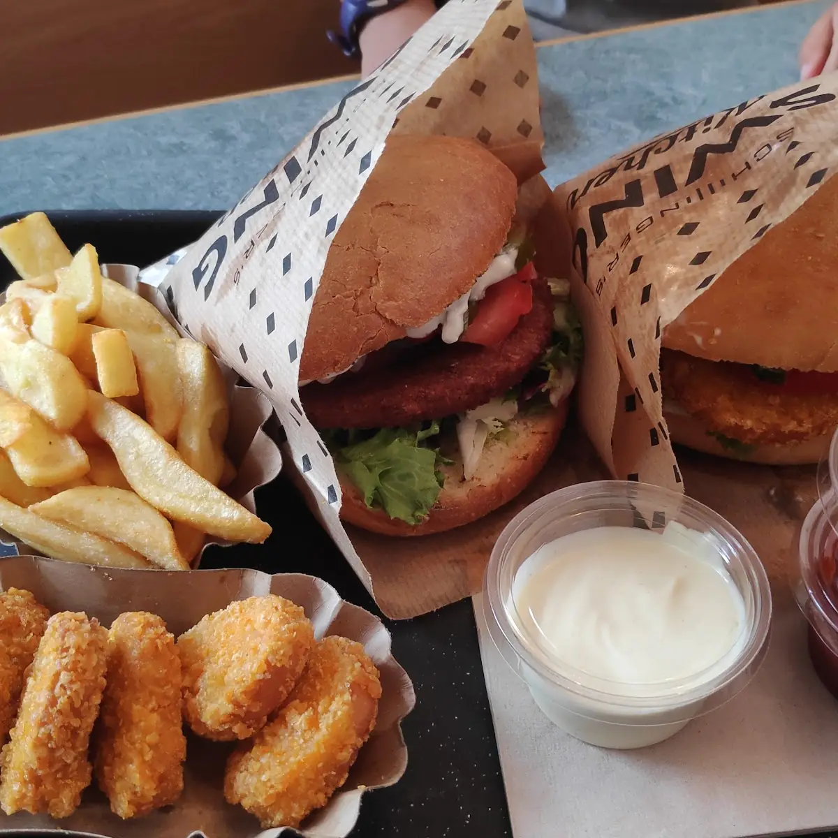 Chilli Burger and Fries