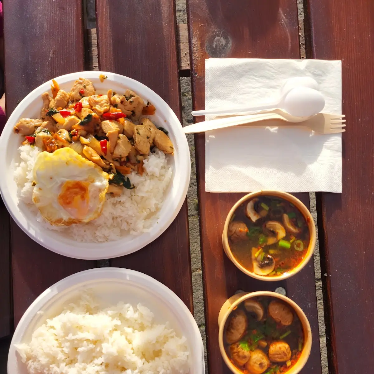 Ka Prao Chicken on Rice & Tom Yam Soup Clear