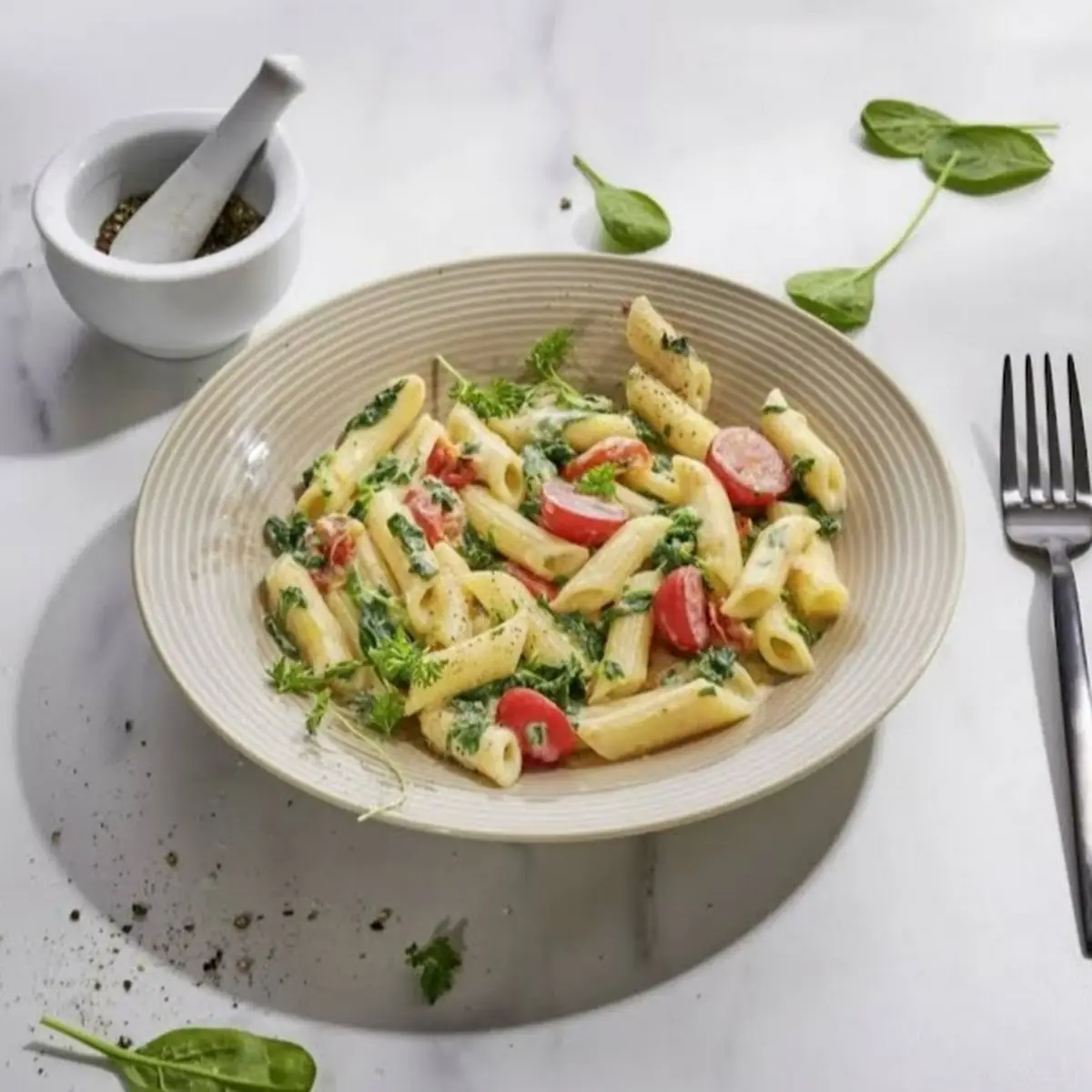 Penne Blattspinat