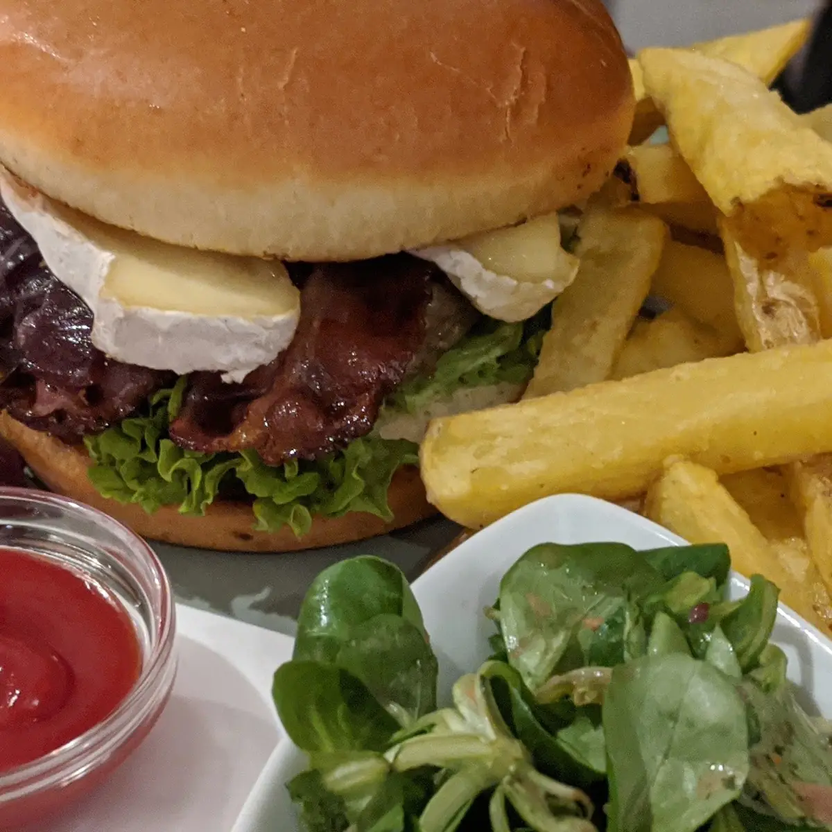 Boar Burger and Fries