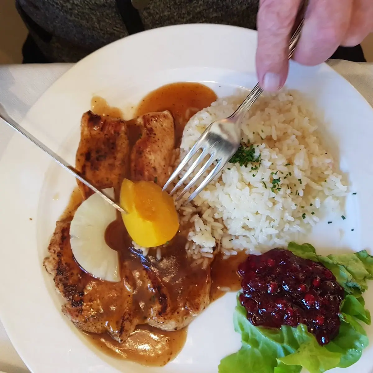 Naturschnitzel Hawaii Mit Reis
