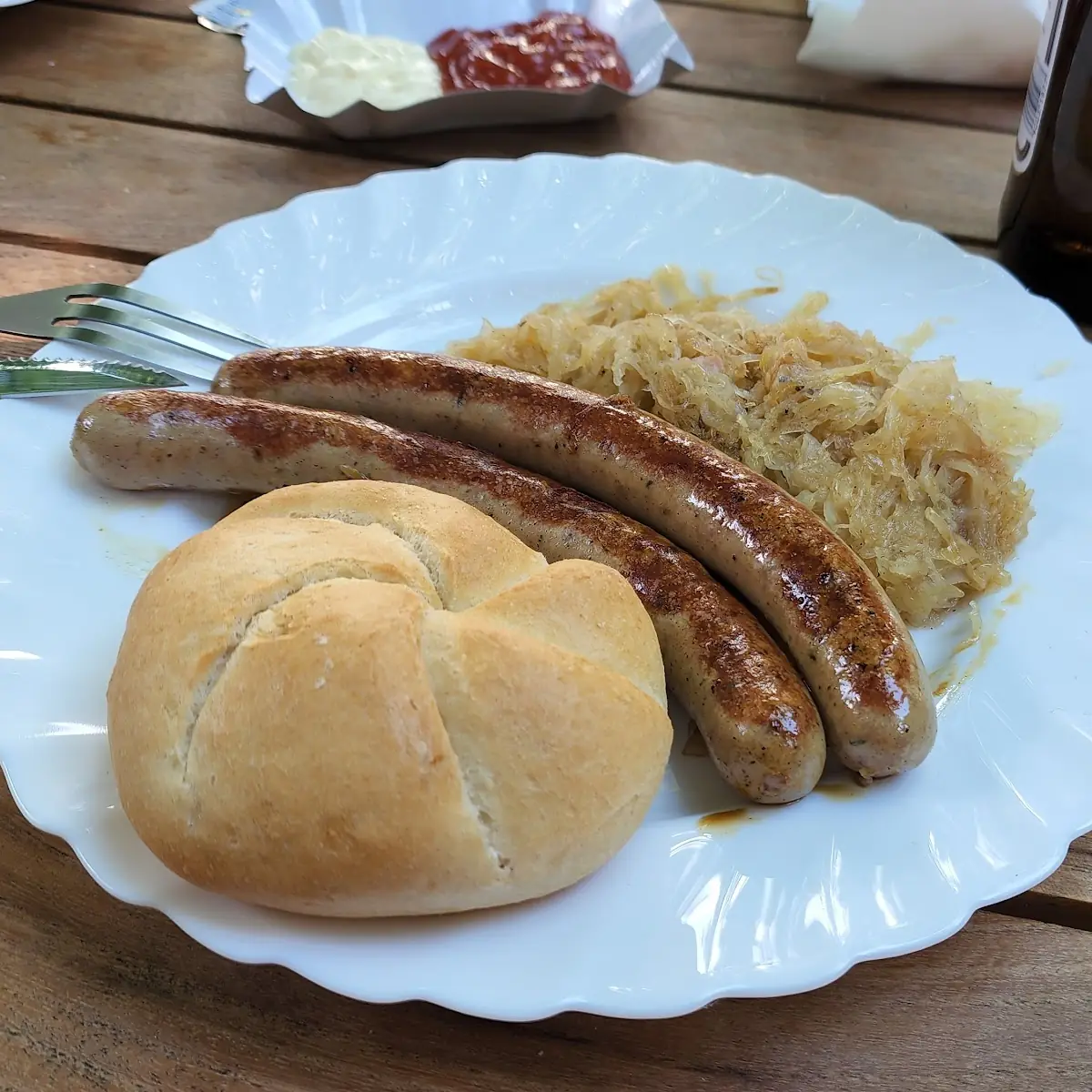 Sausage With Bread And Krautsalat