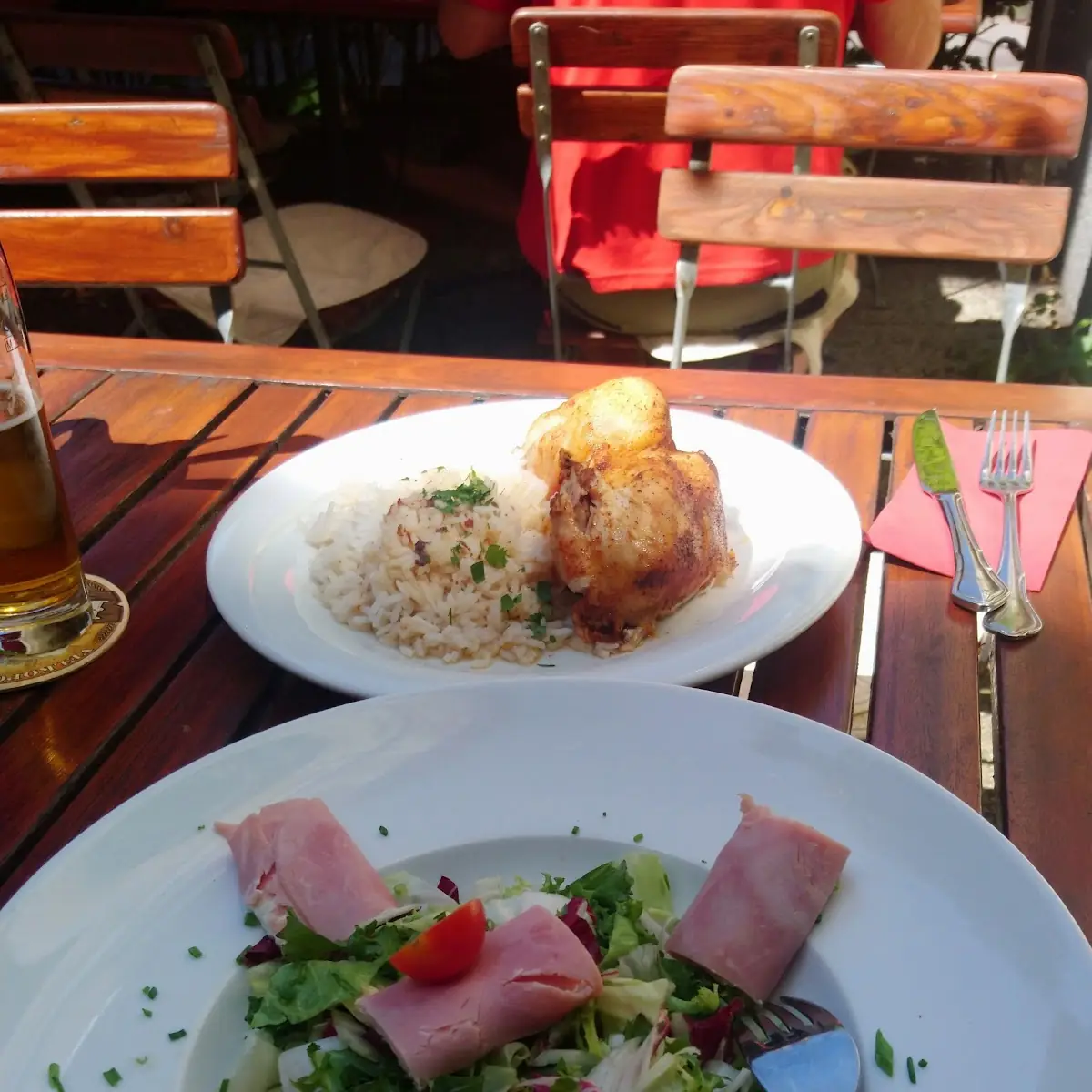 Schinkenröllchen Auf Salat Gefülltes Huhn