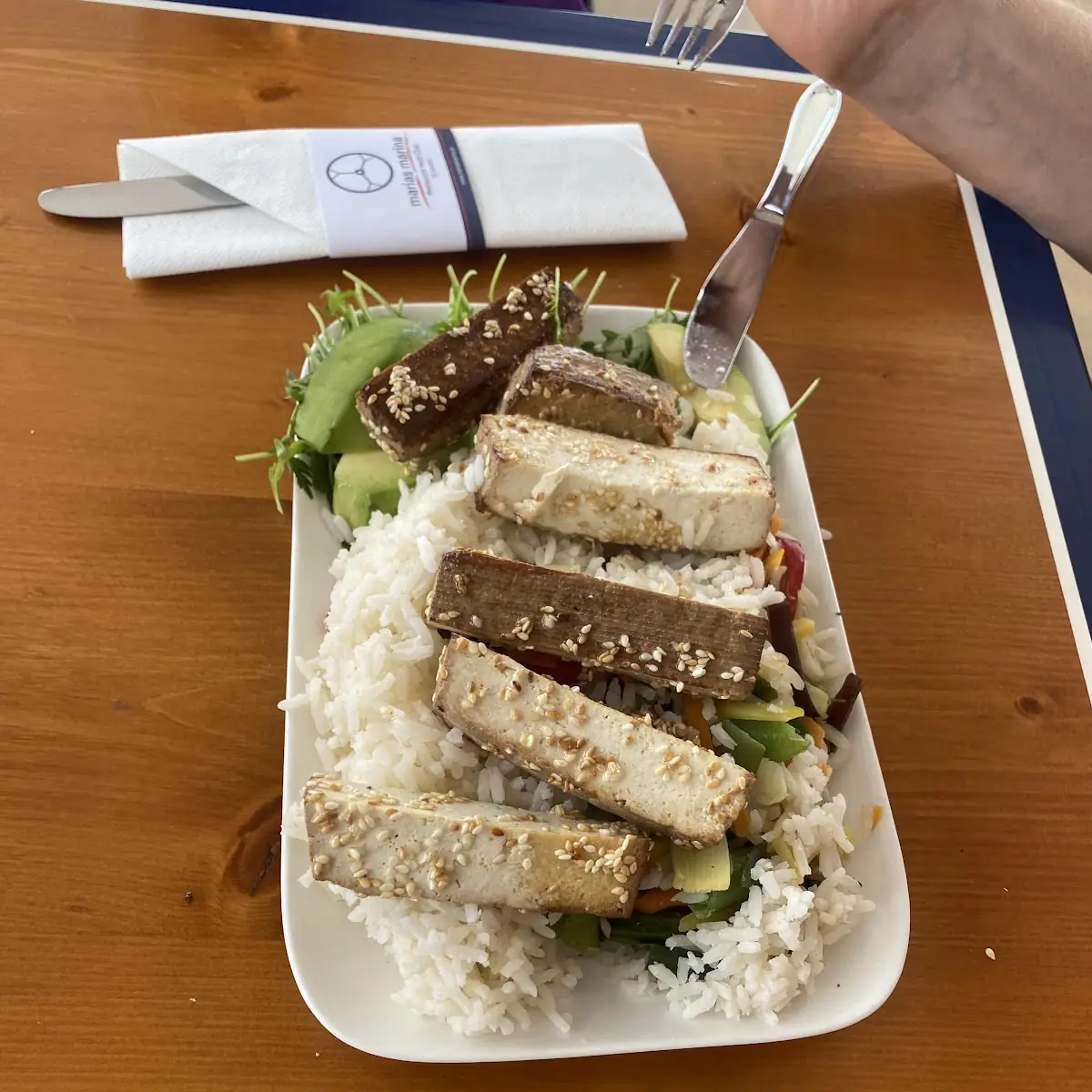 Tofu with Avocado over Rice
