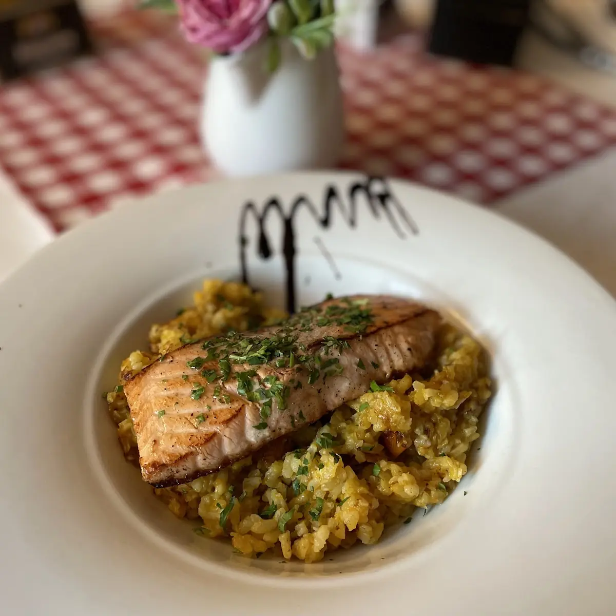 Lachsfilet Auf Kürbisrisotto