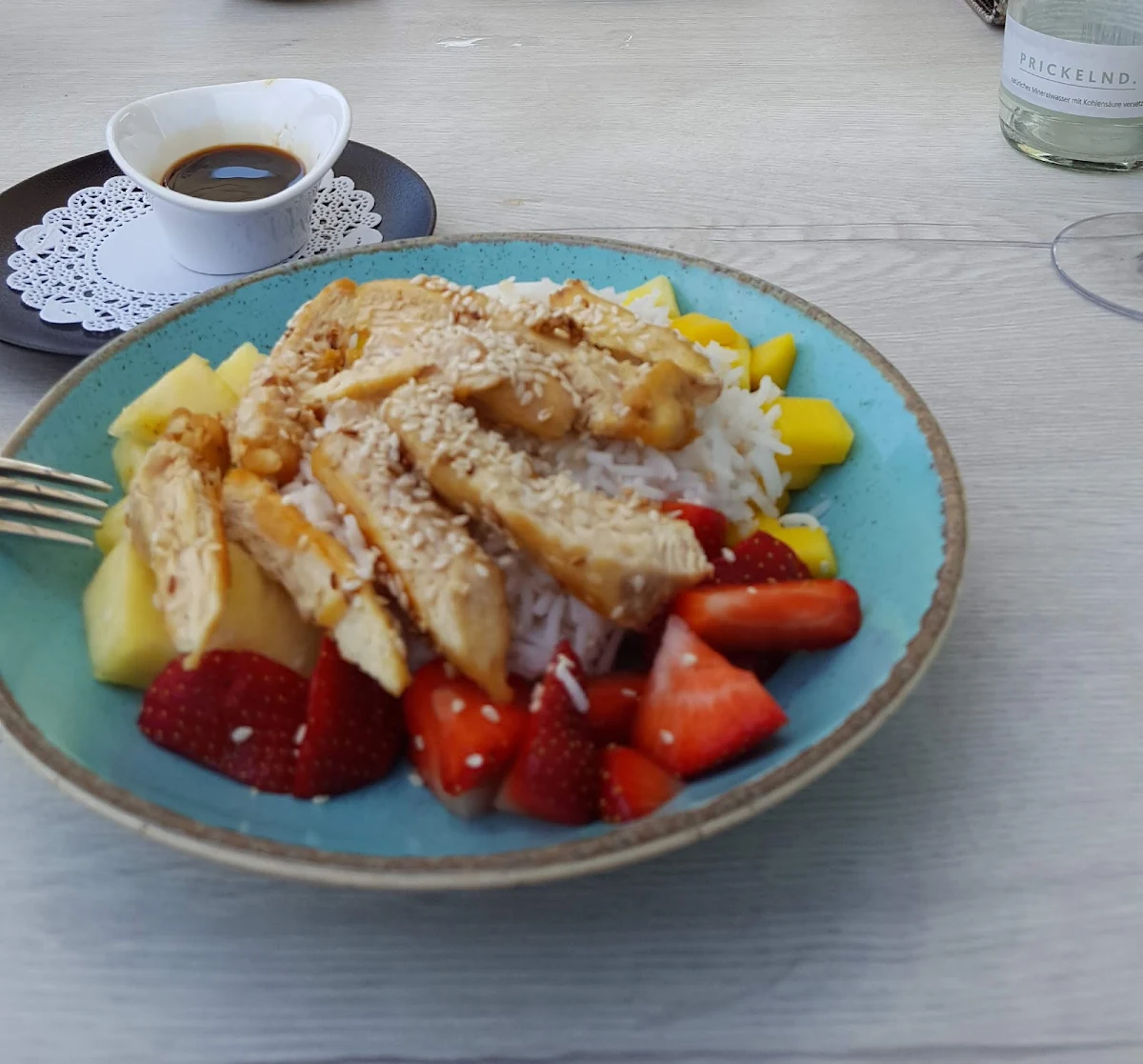 Rice With Mango Pineapple Sesame And Sojasauce