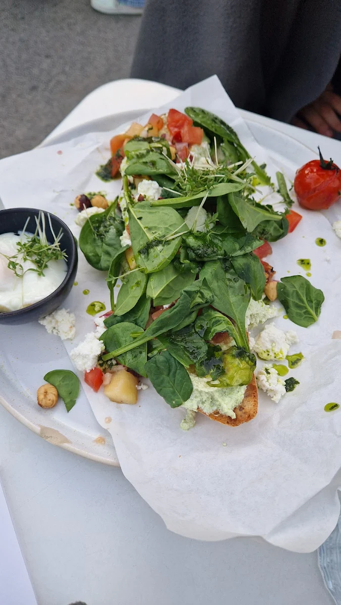 Ciabatta with Ricotta and Feta Cheese and Greenery
