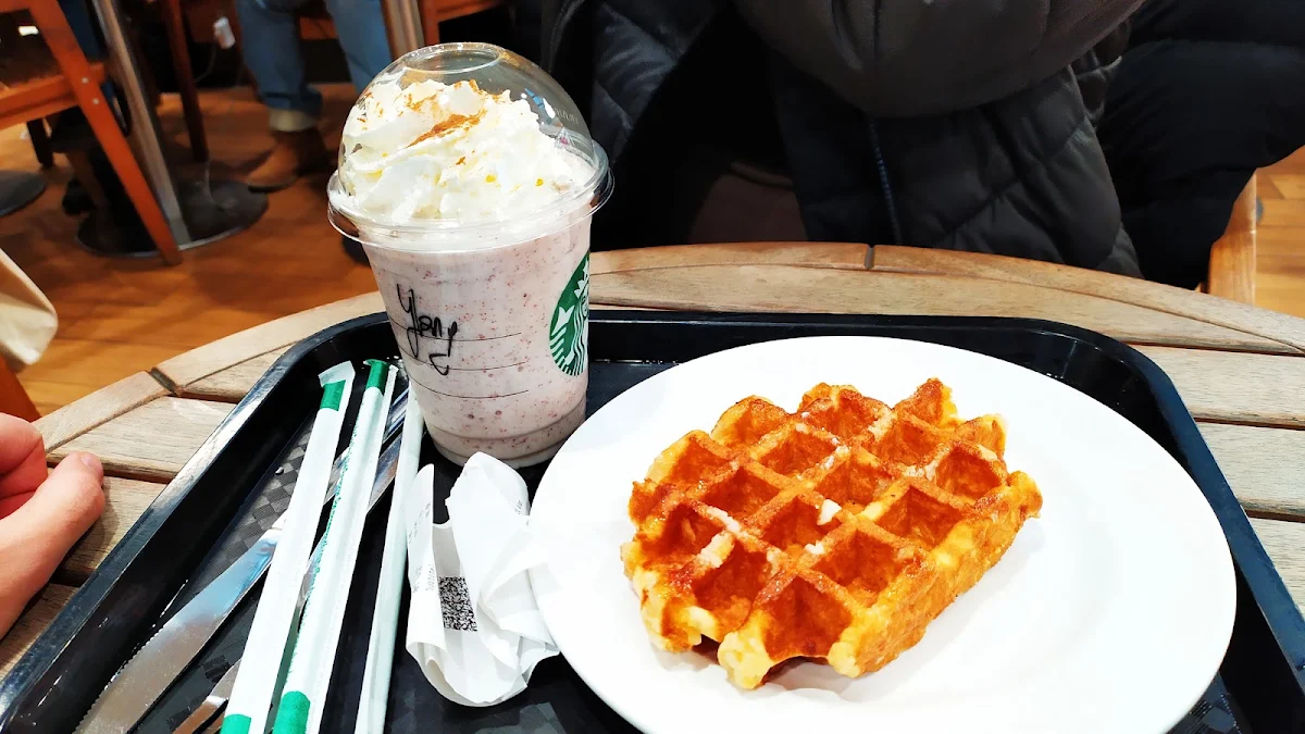 Cookie and Cream Frappuccino and Belgium Waffle