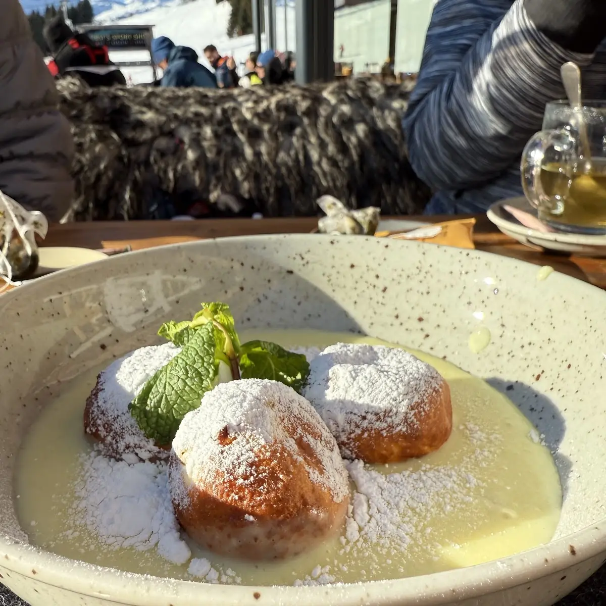 Nougat Dumplings with Vanilla Souce